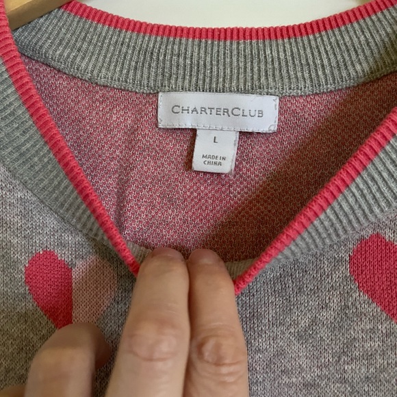 Grey with pink hearts cotton sweater - Picture 2 of 5